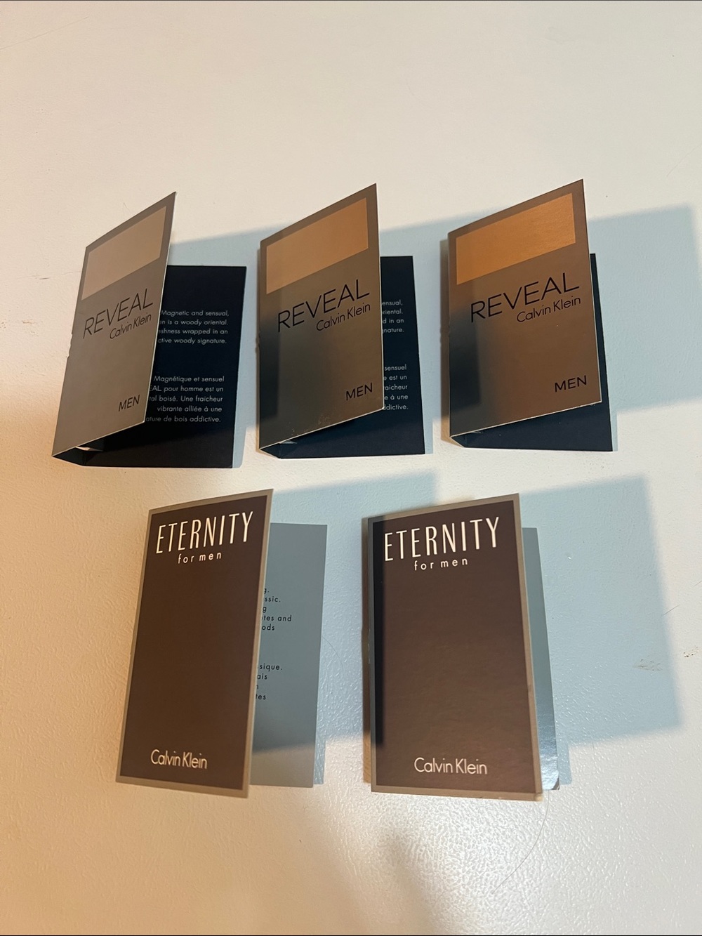 Calvin Klein Reveal & Eternity  Cologne Sample Cards in